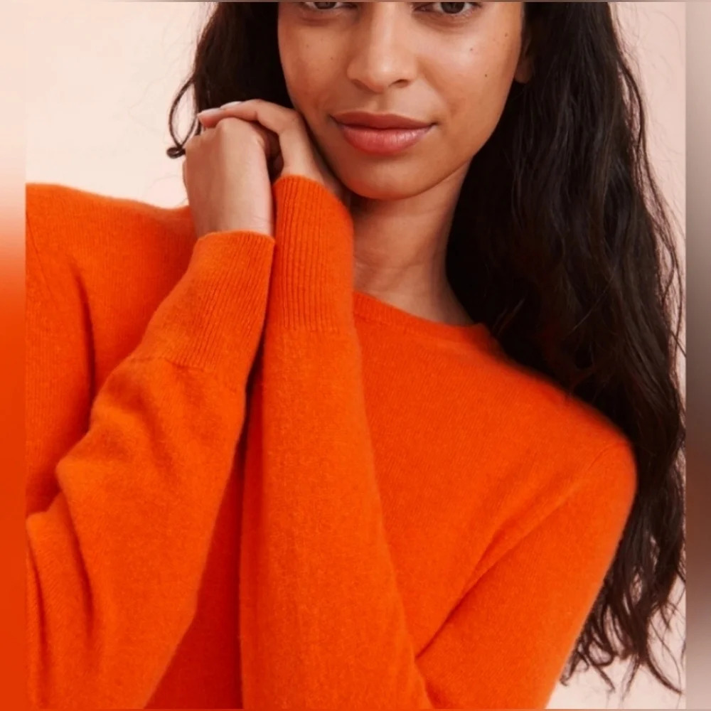 Tahari 100% Cashmere Sweater M Rust Orange Quiet Luxury Classic - Picture 5 of 10